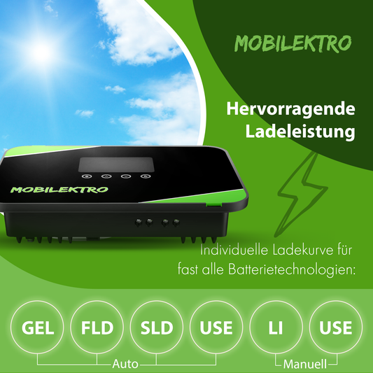 Mobilektro MPPT Laderegler 30A/100V - Bluetooth + Unterputzmontage