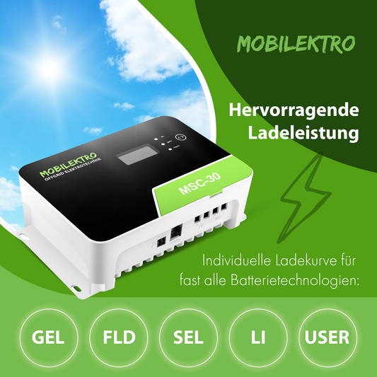 Mobilektro MPPT Laderegler 30A/100V - Bluetooth