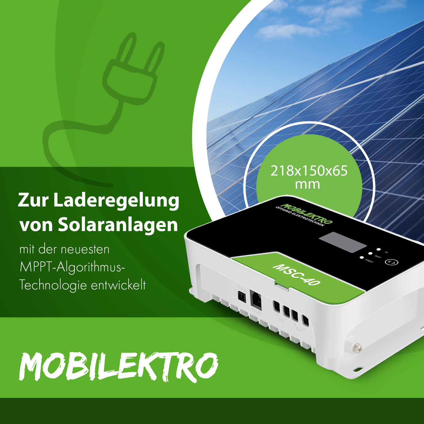 Mobilektro MPPT Laderegler 40A/100V - Bluetooth
