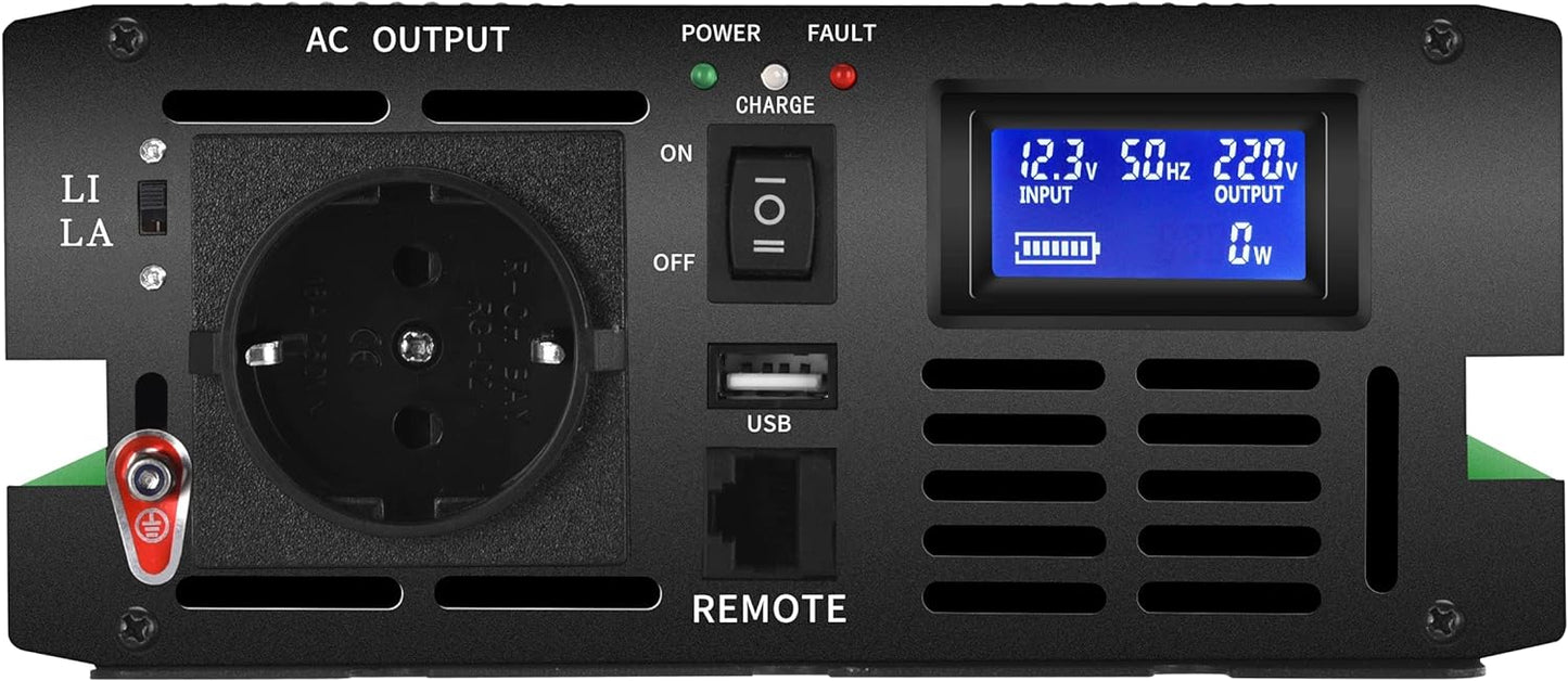 Mobilektro MCI‑Serie ECE R10 Wechselrichter 12V→230V mit Ladegerät & Netzvorrang (600–3000W)