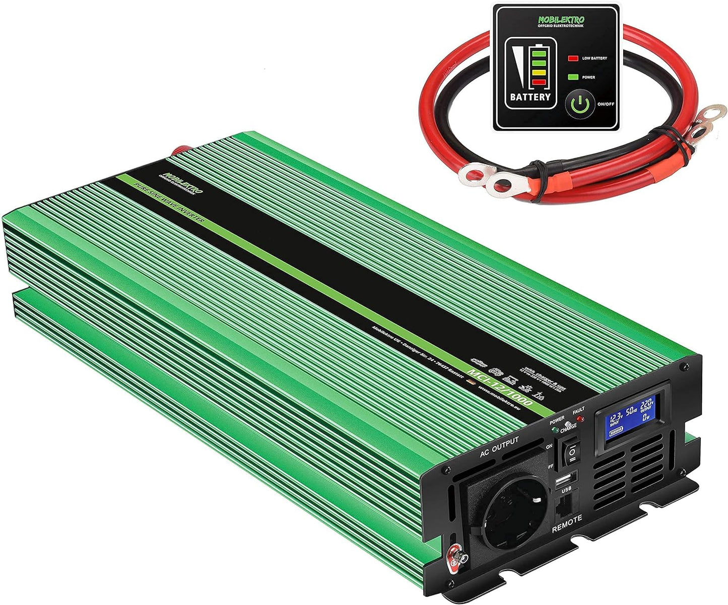 Mobilektro MCI‑Serie ECE R10 Wechselrichter 12V→230V mit Ladegerät & Netzvorrang (600–3000W)