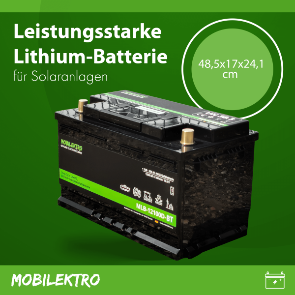 MOBILEKTRO LiFePO4 Batterie 12,8V 100Ah Bluetooth – MLB-12100D-BT