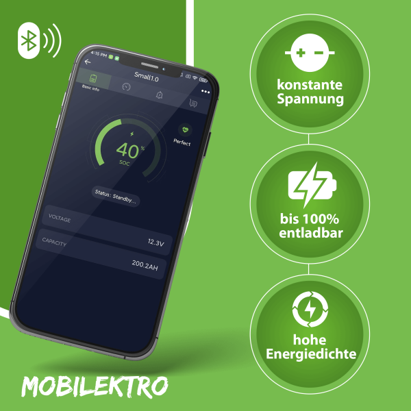 MOBILEKTRO LiFePO4 Batterie 12,8V 100Ah Bluetooth – MLB-12100-BT